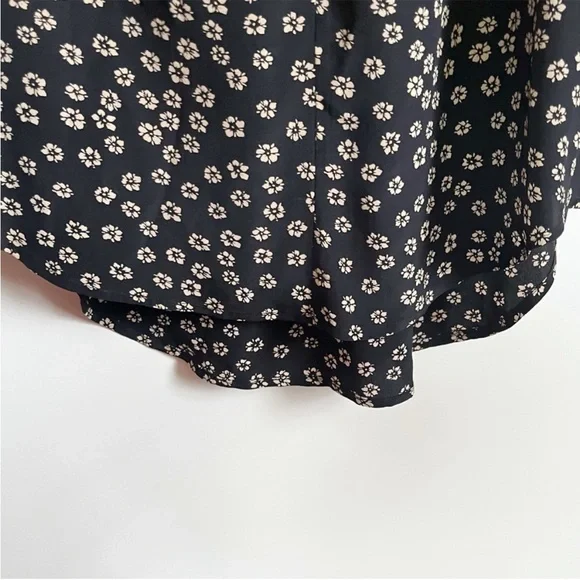 Madewell Memory blouse black Stencil Blossom floral silk high low - Picture 5 of 9